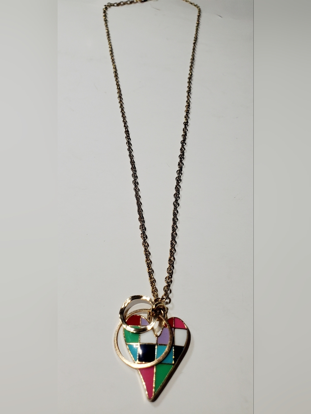 Gold-Tone Multi-Color Enamel Pendant Necklace - Women Jewelry